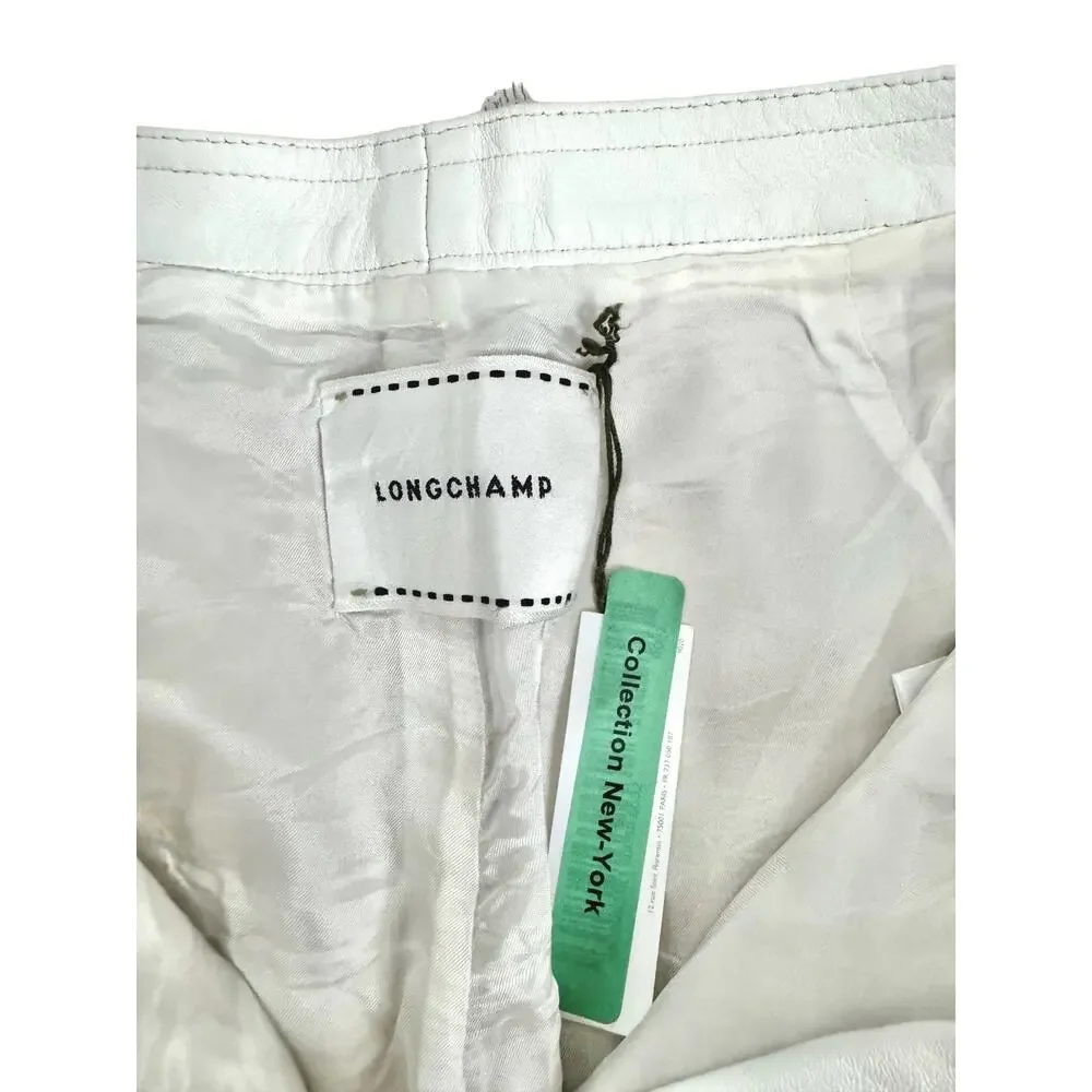 Longchamp White Italian Lamb Leather Pants Tapered Joggers High Rise Pants Sz 36 - Picture 7 of 15